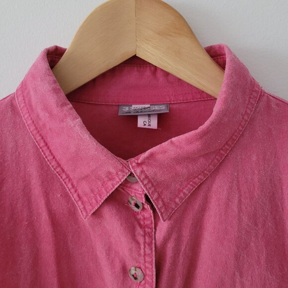 3 Suisses Women's Asymmetrical Pink Button-Up Size L/XL - Picture 2 of 8